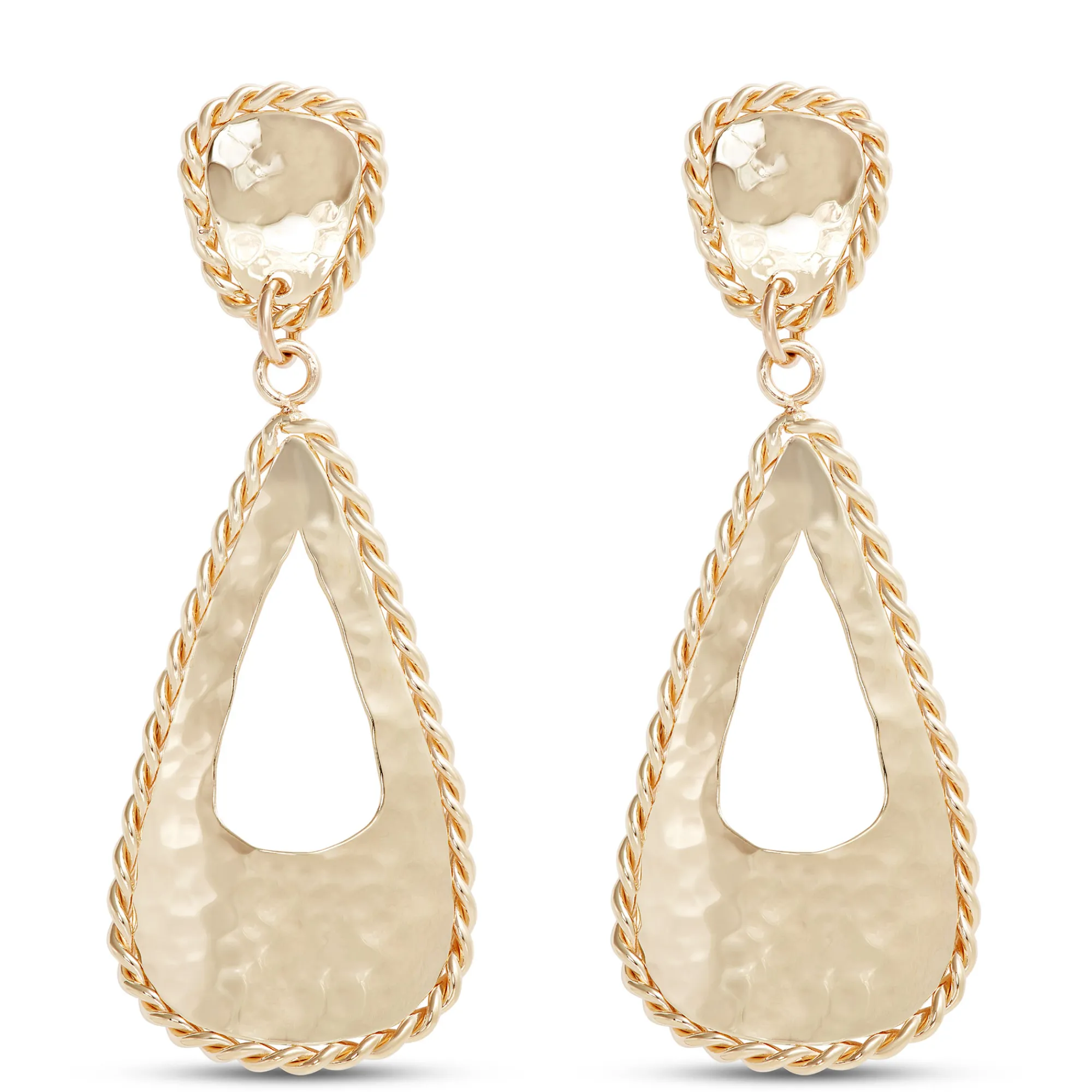 Toscano Open Tear Drop Dangle Earrings, 14K Yellow Gold New