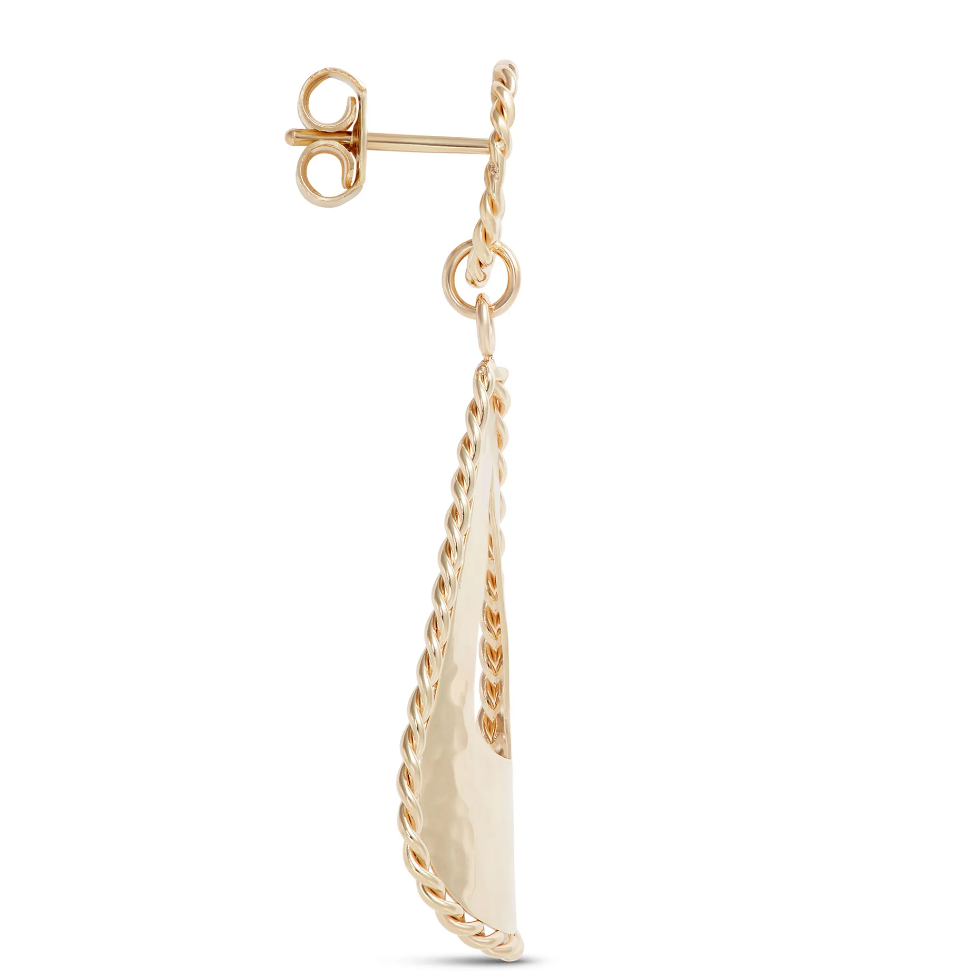 Toscano Open Tear Drop Dangle Earrings, 14K Yellow Gold New