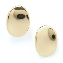 Toscano Oval Button Studs, 14K Yellow Gold Hot