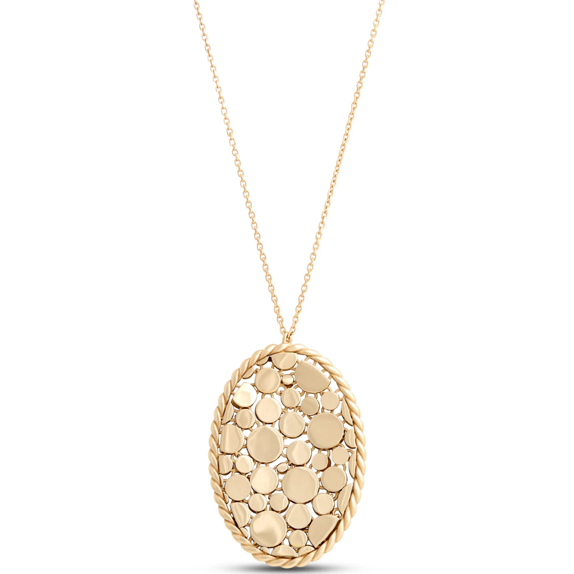 Toscano Oval Shaped Pendant with Dots, 14K Yellow Gold Sale