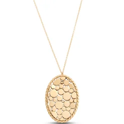 Toscano Oval Shaped Pendant with Dots, 14K Yellow Gold Sale