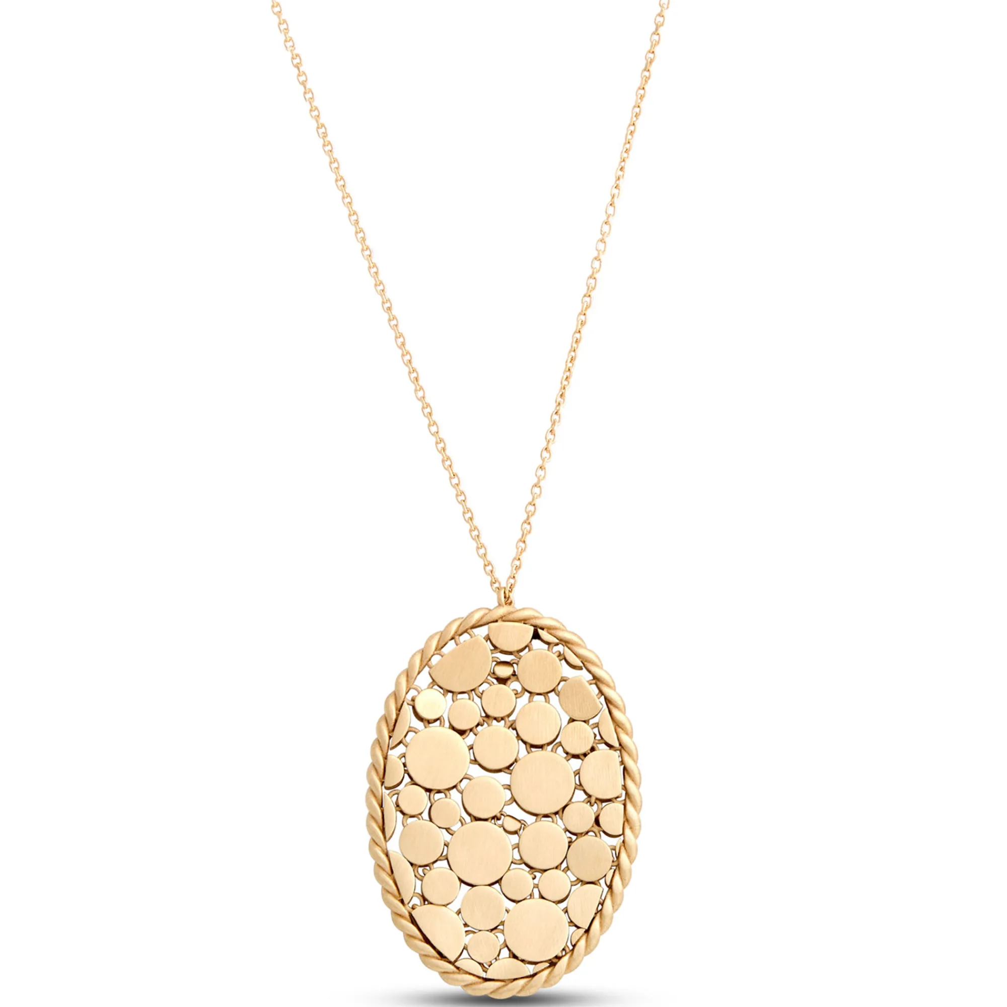 Toscano Oval Shaped Pendant with Dots, 14K Yellow Gold Sale