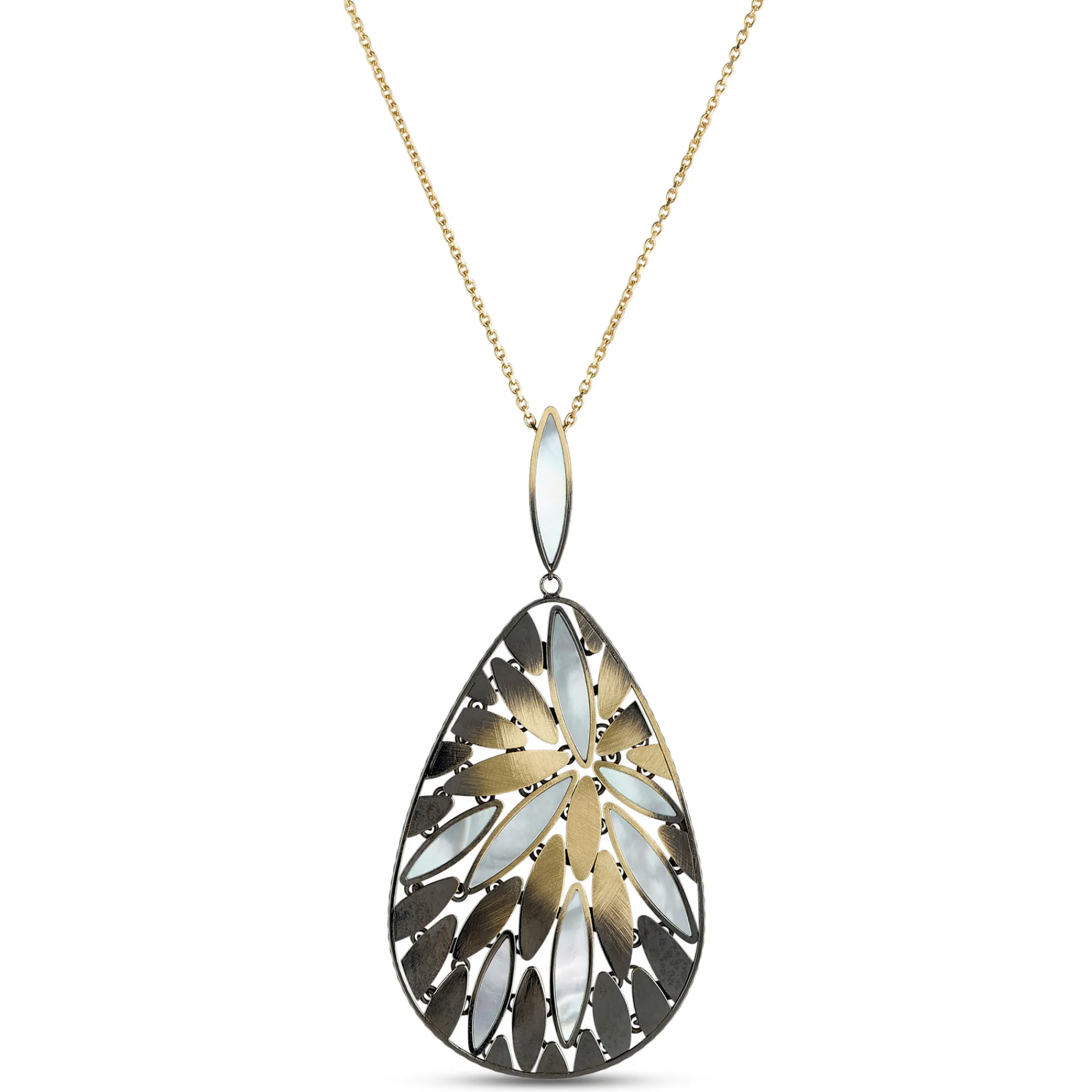 Toscano Pear Shaped Mother of Pearl Pendant, 14K Yellow Gold Outlet