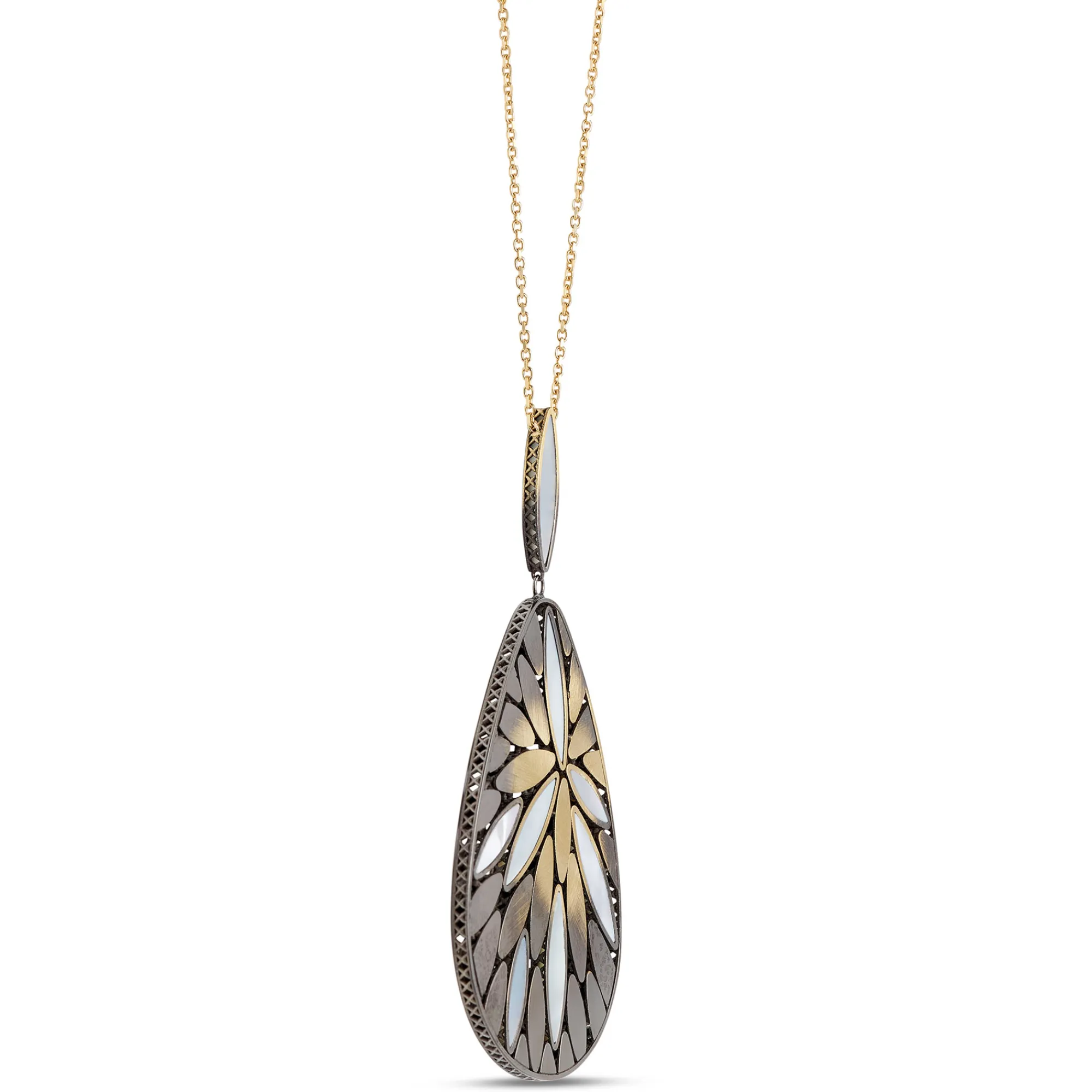 Toscano Pear Shaped Mother of Pearl Pendant, 14K Yellow Gold Outlet