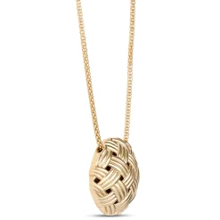 Toscano Round Basket Weave Pendant Necklace, 14K Yellow Gold Discount