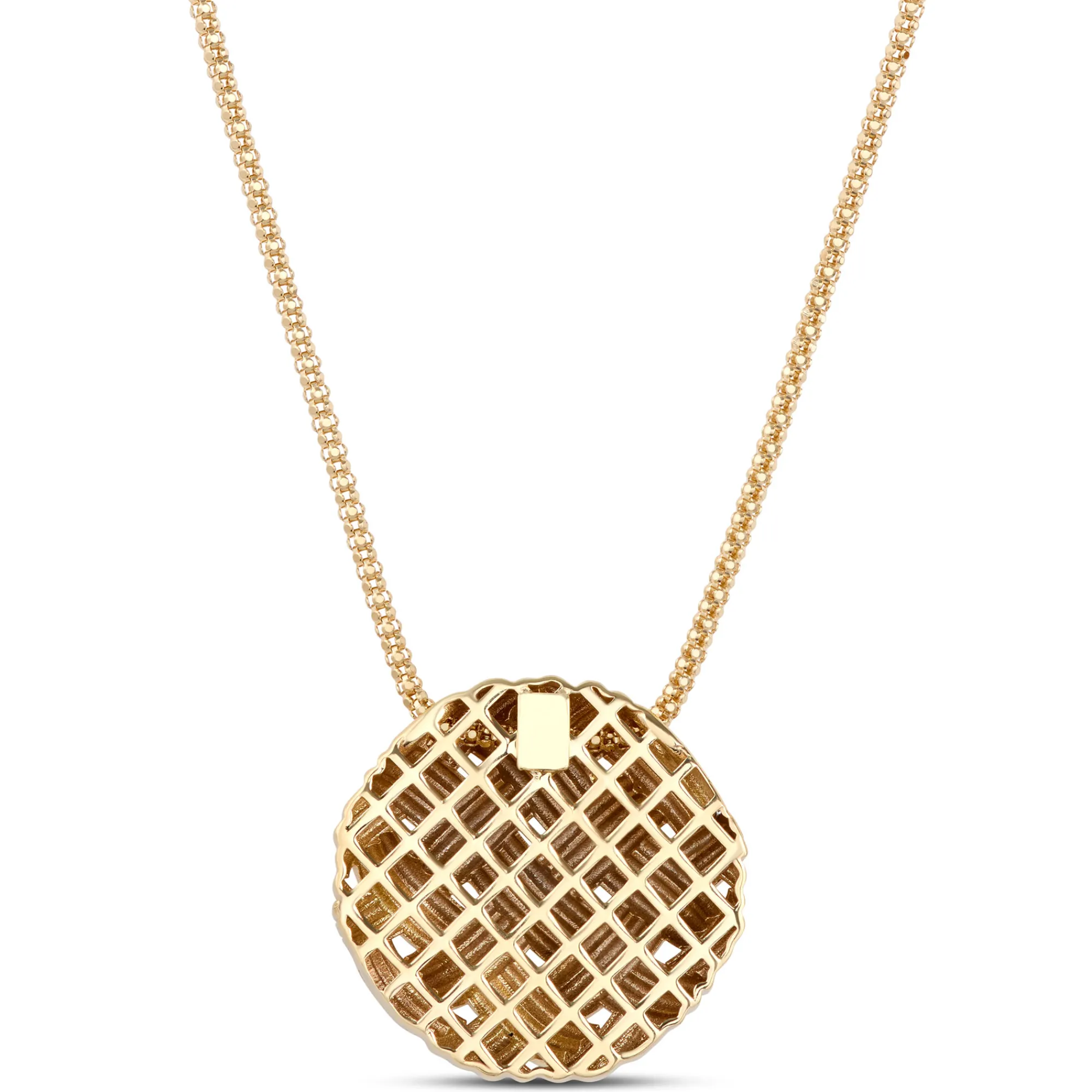 Toscano Round Basket Weave Pendant Necklace, 14K Yellow Gold Discount