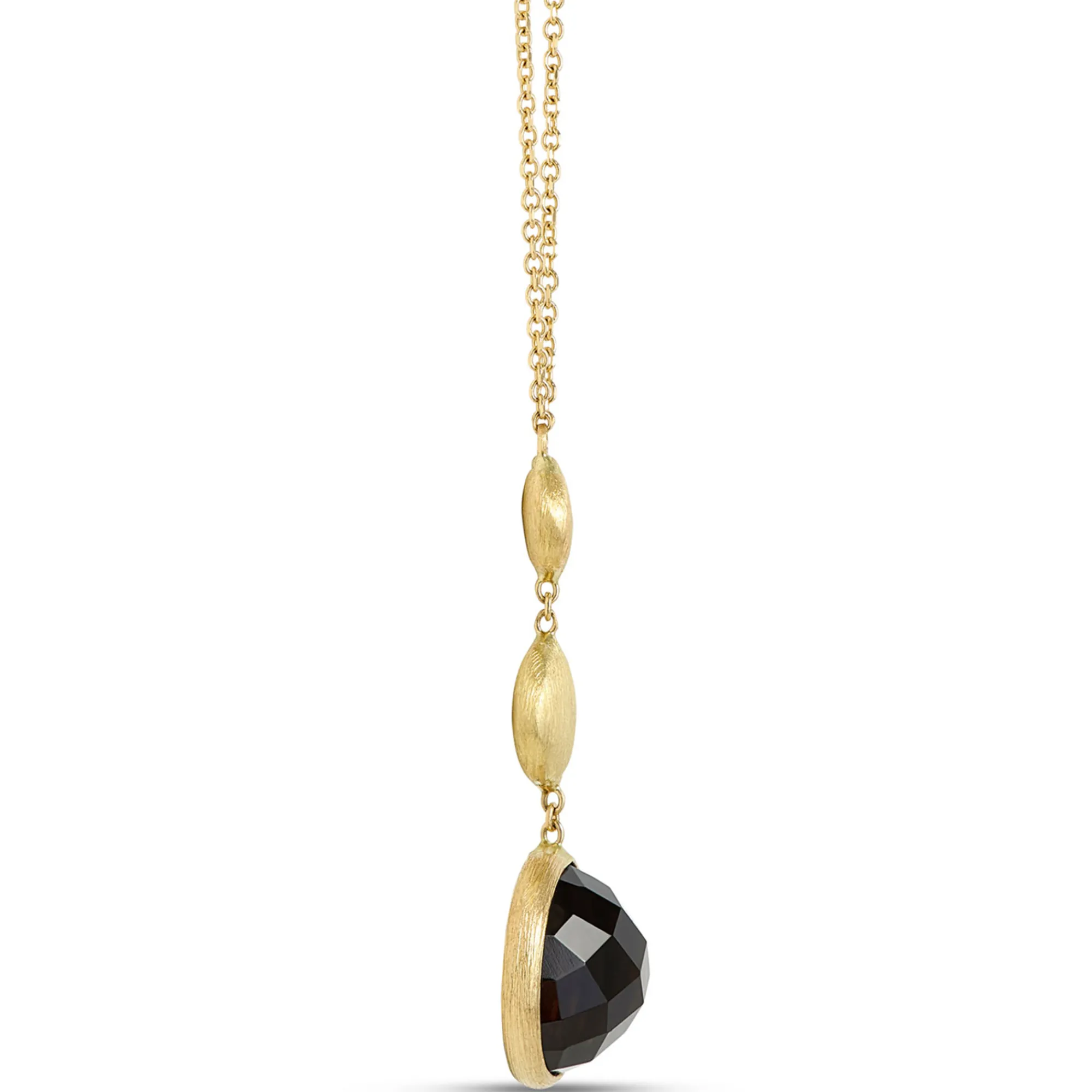 Toscano Round Bezel Set Smoky Quartz Necklace, 14K Yellow Gold Clearance