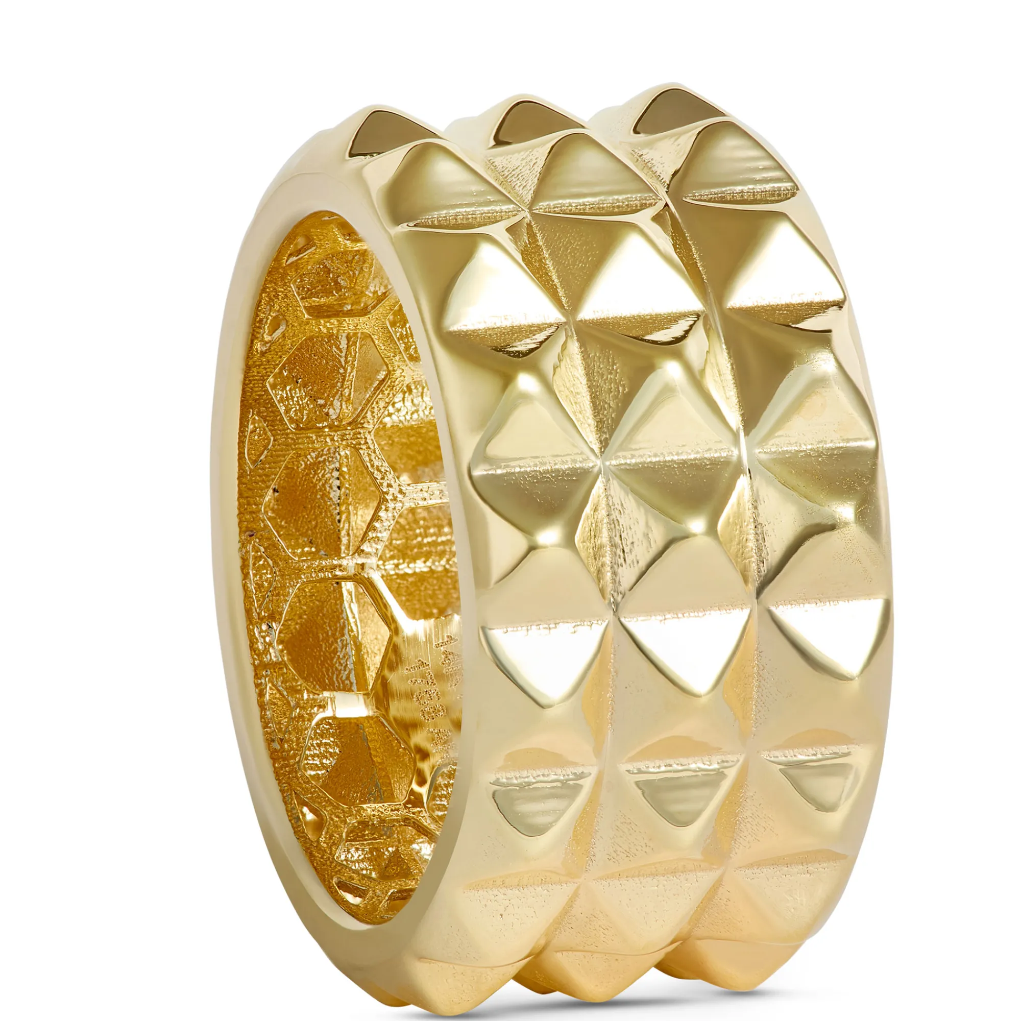 Toscano 3-Row Pyramid Ring, 14K Yellow Gold Size 8 Hot