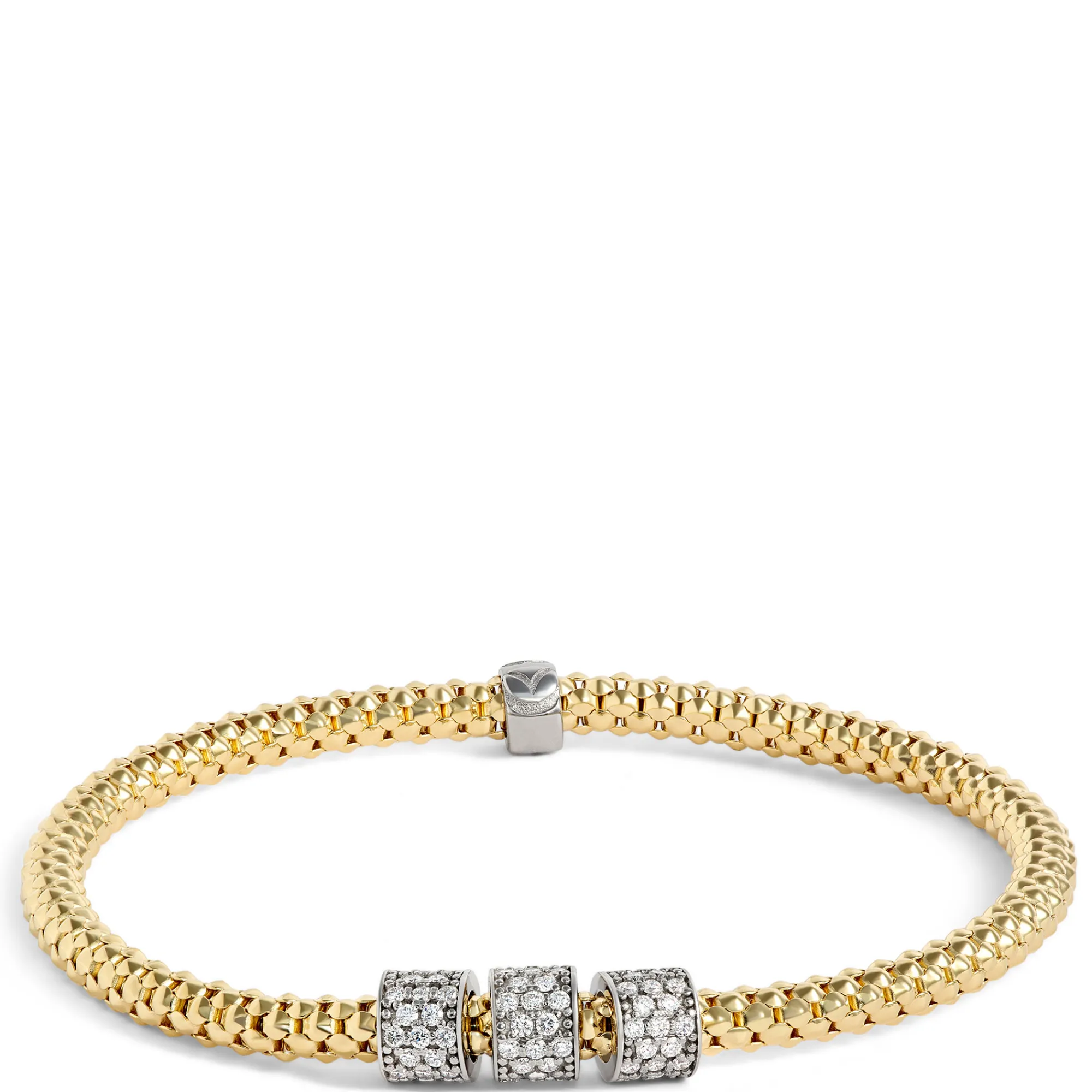 Toscano Stretchy Bracelet with Diamonds, 18K Yellow Gold Hot