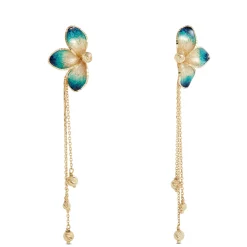 Toscano Three-Petal Floral Earrings, 14K Yellow Gold