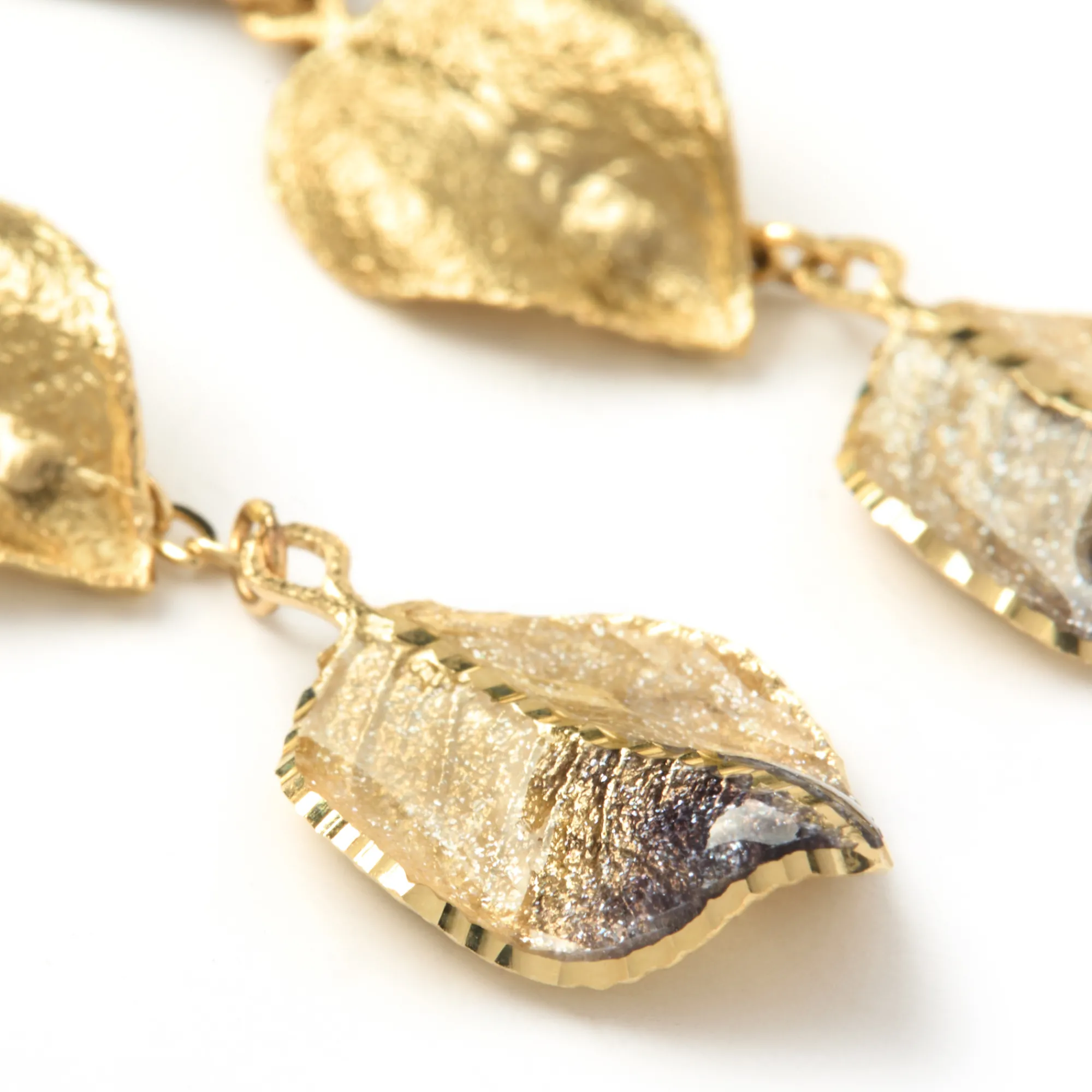 Toscano Triple Brown Enamel Leaf Earrings, 14K Yellow Gold Sale