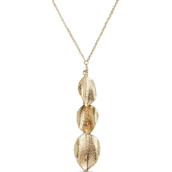 Toscano Triple Brown Enamel Leaf Necklace, 14K Yellow Gold Outlet