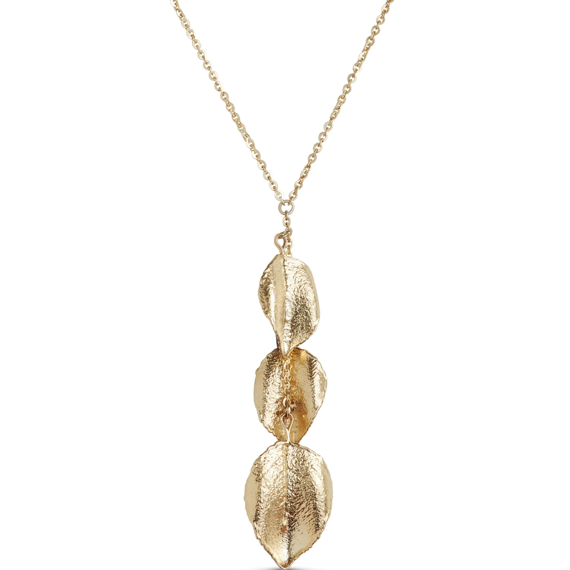 Toscano Triple Brown Enamel Leaf Necklace, 14K Yellow Gold Outlet