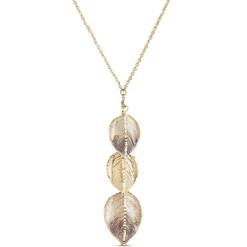 Toscano Triple Brown Enamel Leaf Necklace, 14K Yellow Gold Outlet