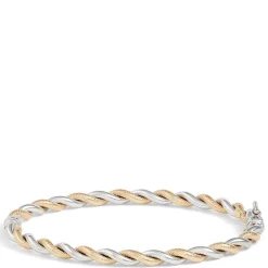 Toscano Twisted Bangle Bracelet, 14K White and Yellow Gold Clearance