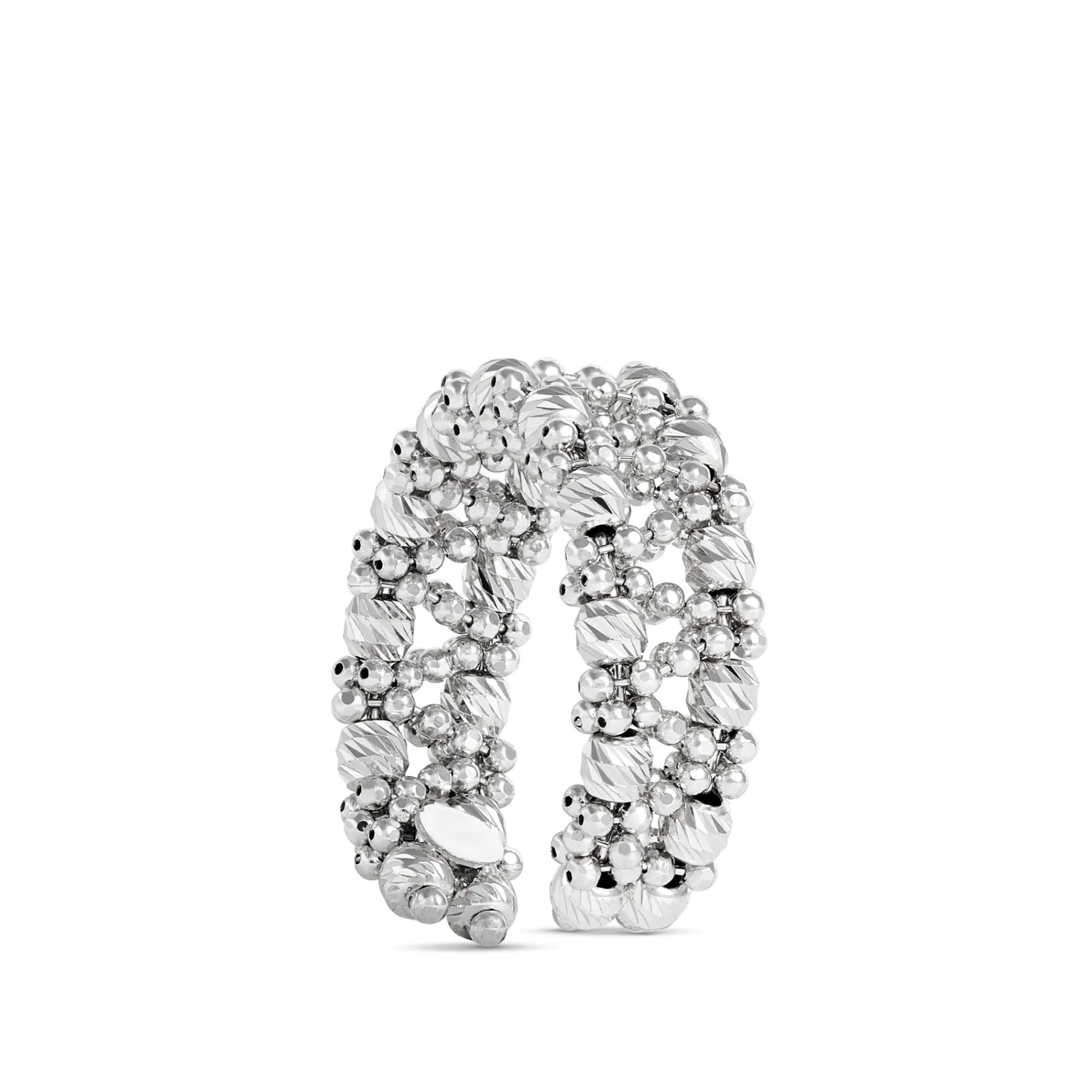 Toscano Two-Row Beaded Ring, 14K White Gold Hot
