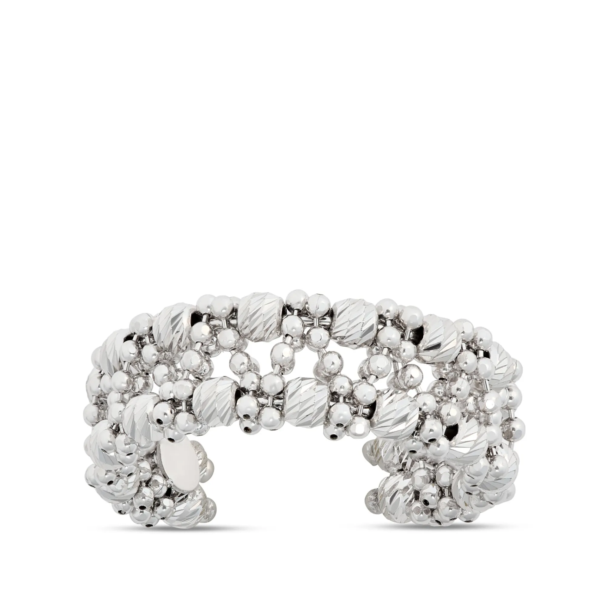 Toscano Two-Row Beaded Ring, 14K White Gold Hot