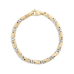 Toscano Two-Tone 8.5-Inch Hinged Tube Link Bracelet, 14K Yellow and White Gold Discount