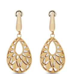 Toscano Two-Tone Mirrored & Beaded Pear Shaped Drop Earrings 14K Outlet