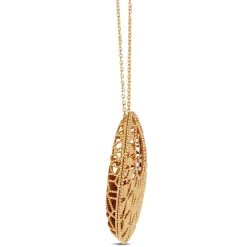 Toscano Two-Tone Mirrored & Beaded Pear Shaped Necklace 14K New