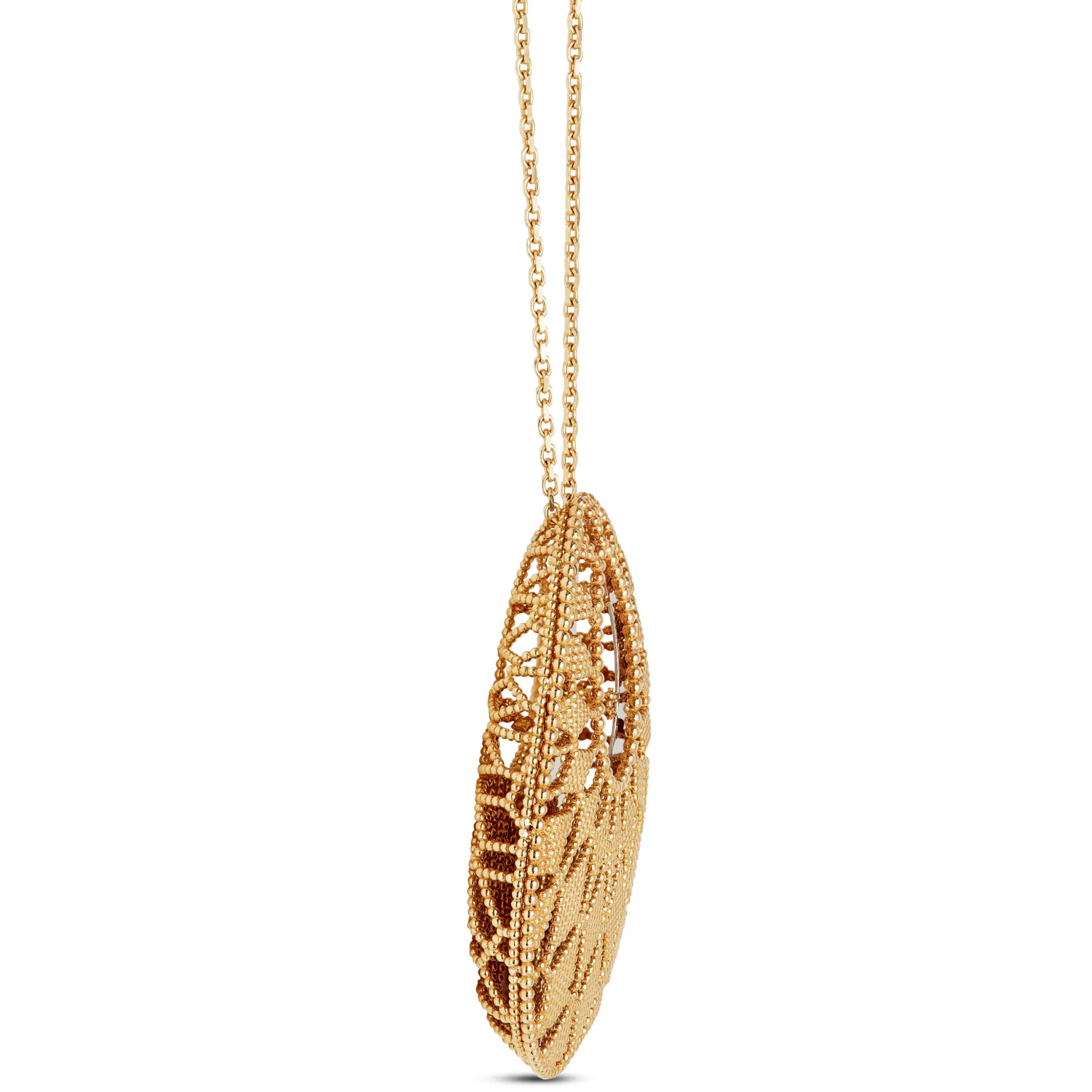 Toscano Two-Tone Mirrored & Beaded Pear Shaped Necklace 14K New