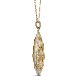 Toscano Two-Tone Woven Domed Pear Necklace 14K New