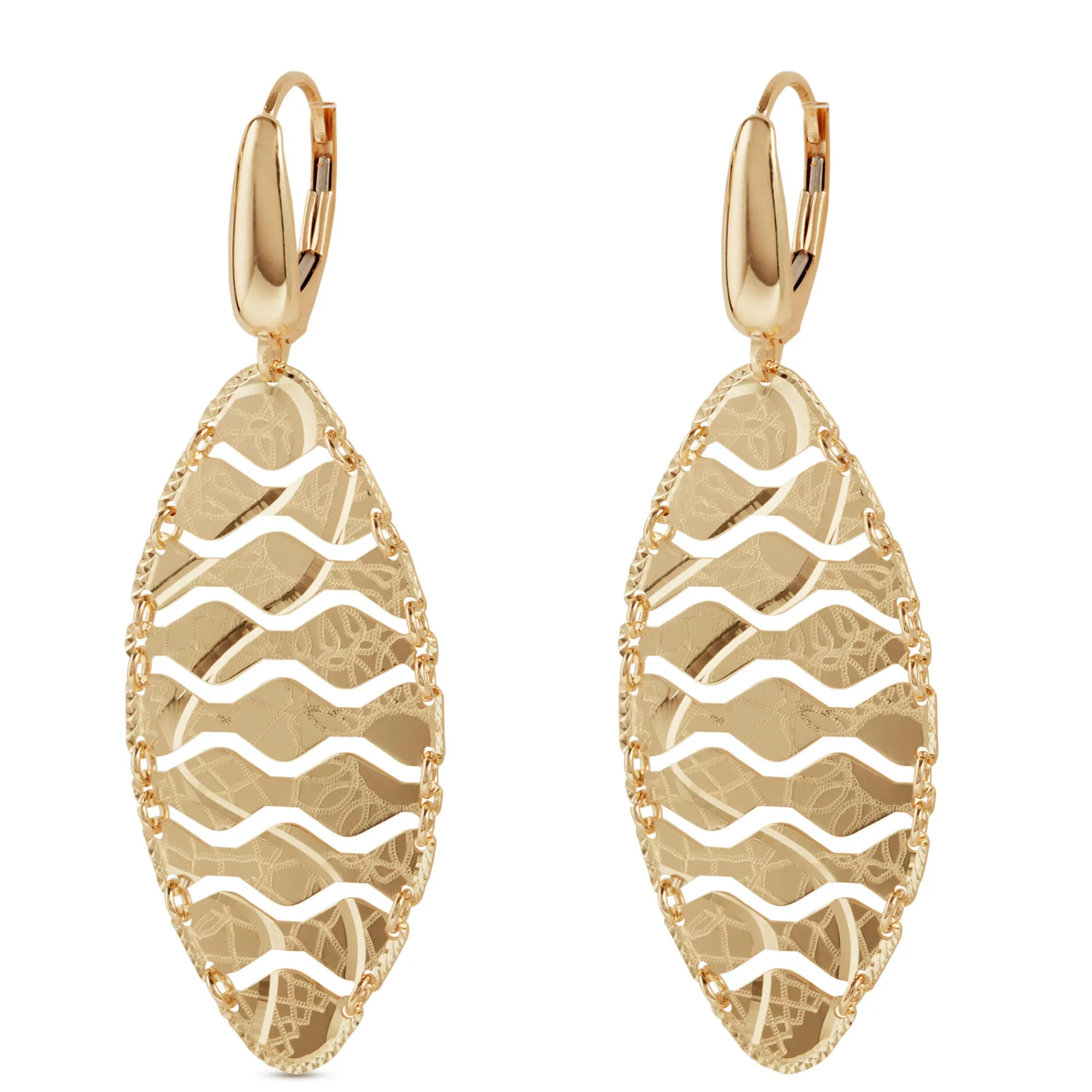 Toscano Wavy Drop Earrings, 14K Yellow Gold Best