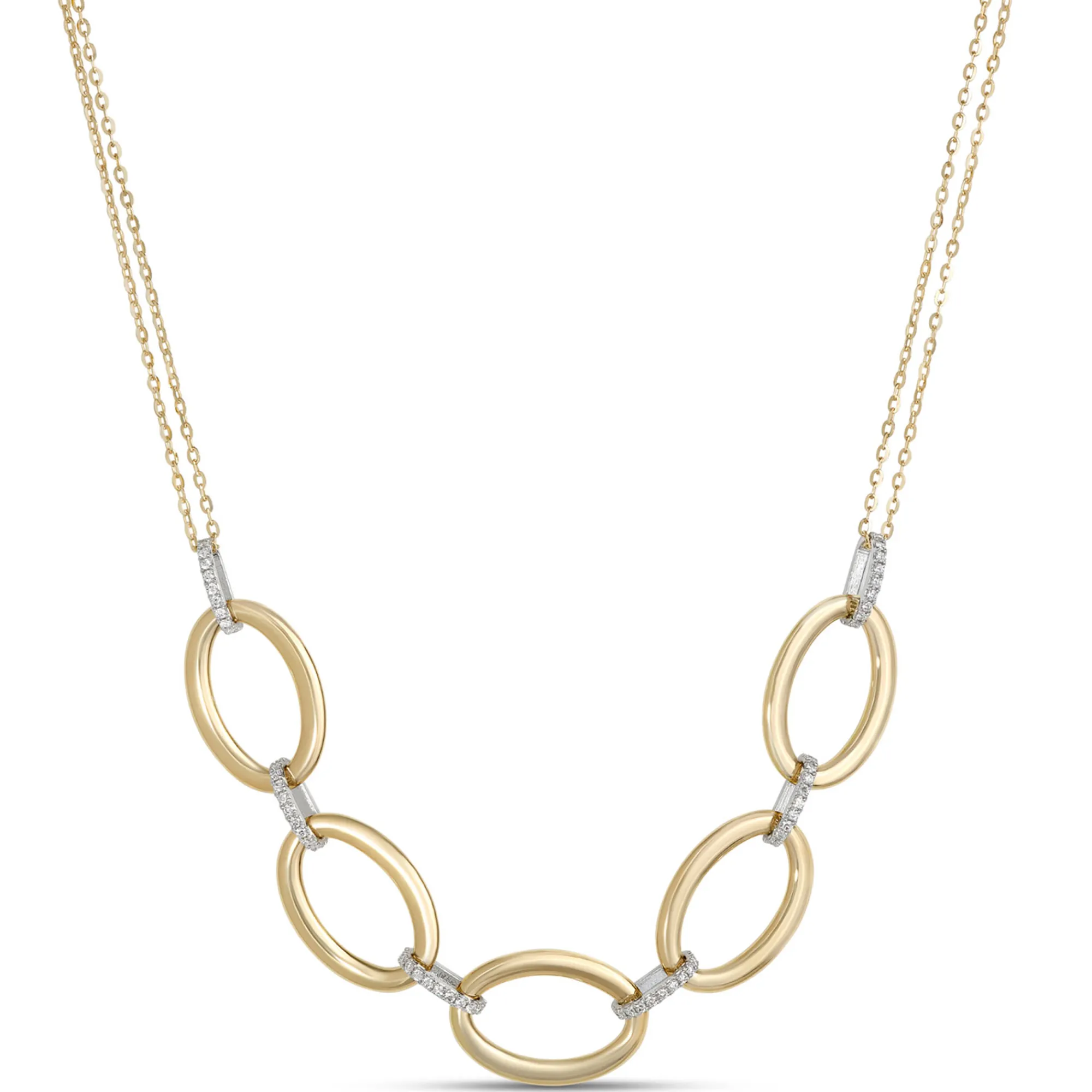 Toscano with Diamonds Oval Link Necklace, 18K Yellow Gold Best