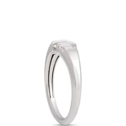 Trap Diamond Bypass Ring, 14K White Gold Outlet