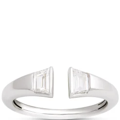 Trap Diamond Bypass Ring, 14K White Gold Outlet