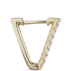 Triangle Diamond Hoop Earrings, 14K Yellow Gold Hot