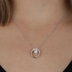 Tri-Color Circle Diamond Convertible Pendant 14K Sale