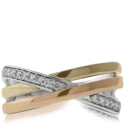 Tri-Color Crossover Diamond Band 14K Sale