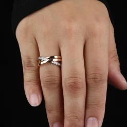 Tri-Color Crossover Diamond Band 14K Sale