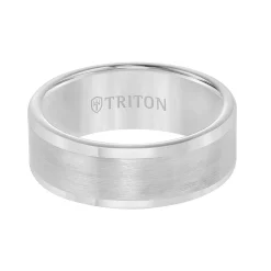 Triton Contemporary Comfort Fit Satin Finish Band in Grey Tungsten, 8 mm