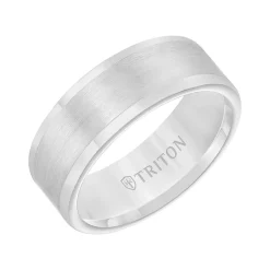 Triton Contemporary Comfort Fit Satin Finish Band in Grey Tungsten, 8 mm