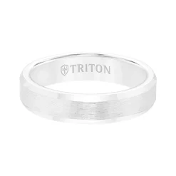 Triton Contemporary Comfort Fit Brush Finish Band in White Tungsten, 5 mm Sale
