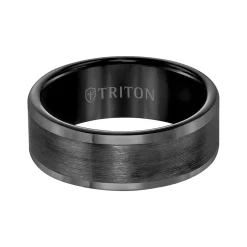 Triton Contemporary Comfort Fit Satin Finish Band in Black Tungsten, 8 mm Sale