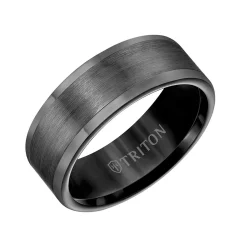 Triton Contemporary Comfort Fit Satin Finish Band in Black Tungsten, 8 mm Sale