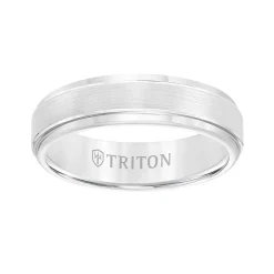 Triton Contemporary Comfort Fit Satin Finish Band in White Tungsten, 6 mm Hot