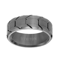 Triton Contemporary Comfort Fit Gunmetal Tire Tread Band in Tungsten, 8 mm Sale