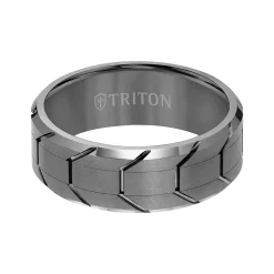 Triton Contemporary Comfort Fit Gunmetal Tire Tread Band in Tungsten, 8 mm Sale