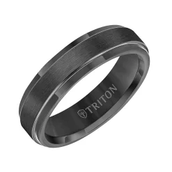 Triton Contemporary Comfort Fit Satin Finish Band in Black Tungsten, 6 mm Online