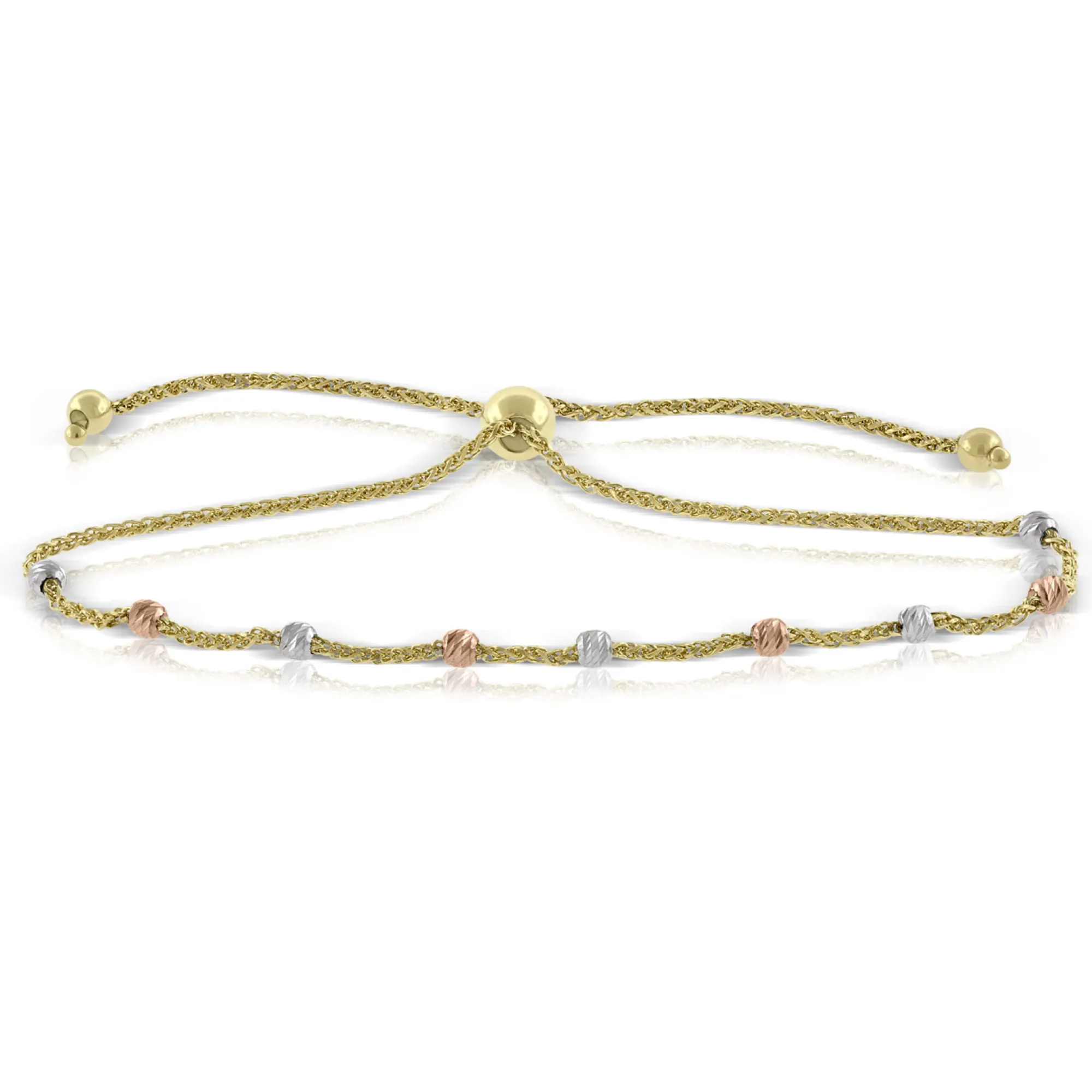 Roberto Coin Tri-Tone Beaded Bolo Bracelet 14K Best