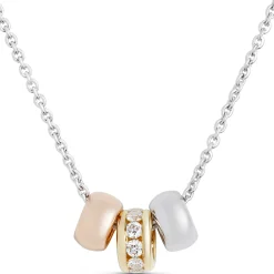 Tri-Tone Hoops Necklace, 14K Gold Discount