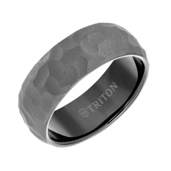 Triton RAW Contemporary Comfort Fit Hammered Band in Black Tungsten, 8 mm Hot