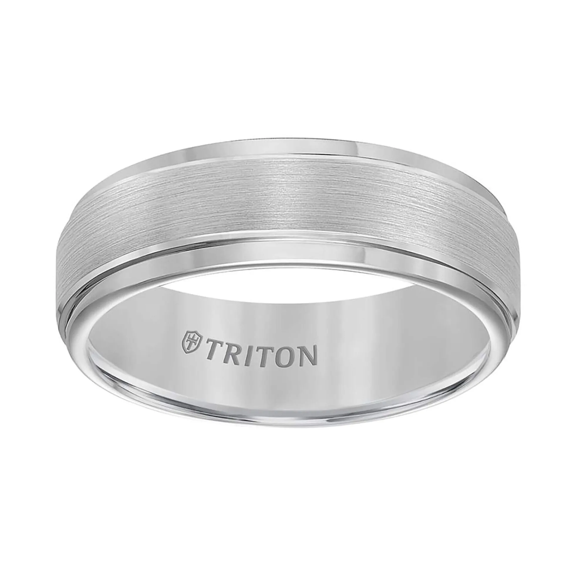 Triton Step Edge Brushed Finish Classic Tungsten Wedding Band, 7MM Hot