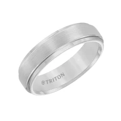 Triton Step Edge Satin Finish Center Classic Tungsten Wedding Band, 6mm Sale
