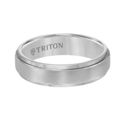 Triton Step Edge Satin Finish Center Classic Tungsten Wedding Band, 6mm Sale