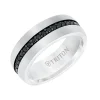 Triton Stone Comfort Fit Black Sapphire Eternity Band in White Tungsten, 8 mm Sale